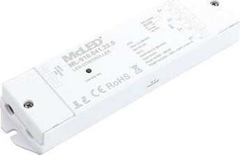 McLED RF prijímač – riadenie jasu, CCT, RGBW, 4 kanály, 4× 5 A, 12 – 36 V, IP65