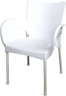 MEGA PLAST Stolička záhradná SMART plast, AL nohy, biela