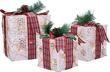 Solight súprava 3 LED vianočných darčekov, 48× LED, IP44