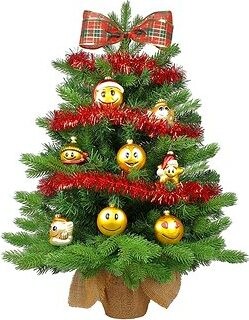 LAALU Vianočný stromček ozdobený s LED osvetlením – SMAJLÍKY, 16 ks ozdôb, 60 cm
