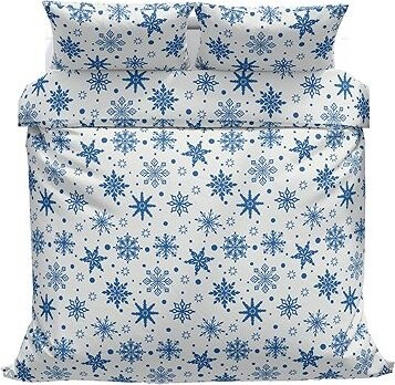 Kaptan Vánoční bavlněné povlečení Vločky modrobílé 140 × 200, 70 × 90 cm