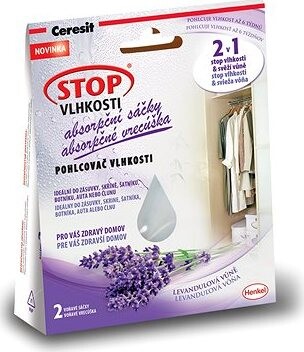 STOP VLHKOSTI 2 v 1 – absorpčné vrecúška, levanduľa, 2× 50 g