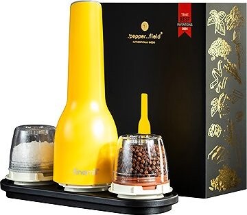 FinaMill by Pepperfield Elektrický mlynček USB žltý, darčeková sada