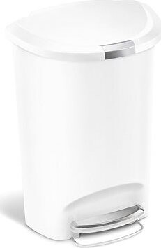 Pedálový odpadkový kôš Simplehuman – 50 l, pologuľatý, plast, biely