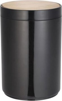 MSV výklopný odpadkový kôš Oslo, čierny, plast, bambusové veko, 5 l
