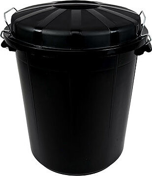 Denox Nádoba na odpad s vekom INDUSTRIAL, 50 l, bezpečnostné uzatváranie, čierny, pevný plast