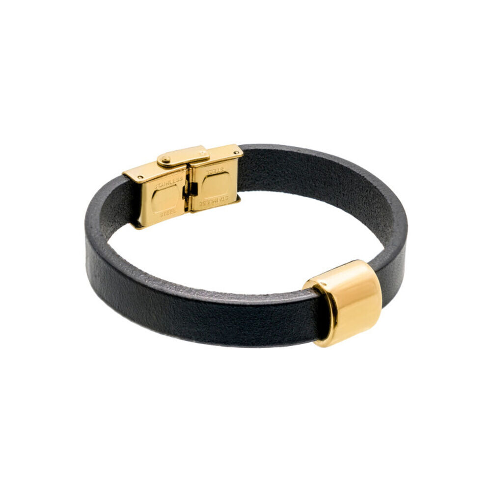 Dámsky kožený náramok s pozláteným oceľovým prvkom 18510