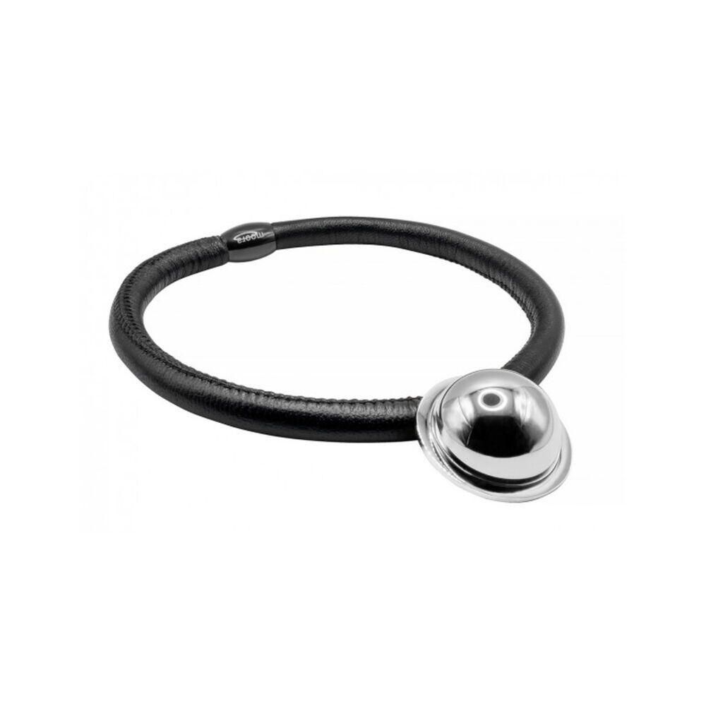 Kožený choker náhrdelník s neobvyklou striebornou guličkou 18706