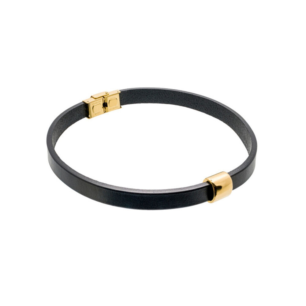 Kožený náhrdelník dámsky s pozláteným kovovým prvkom 18807