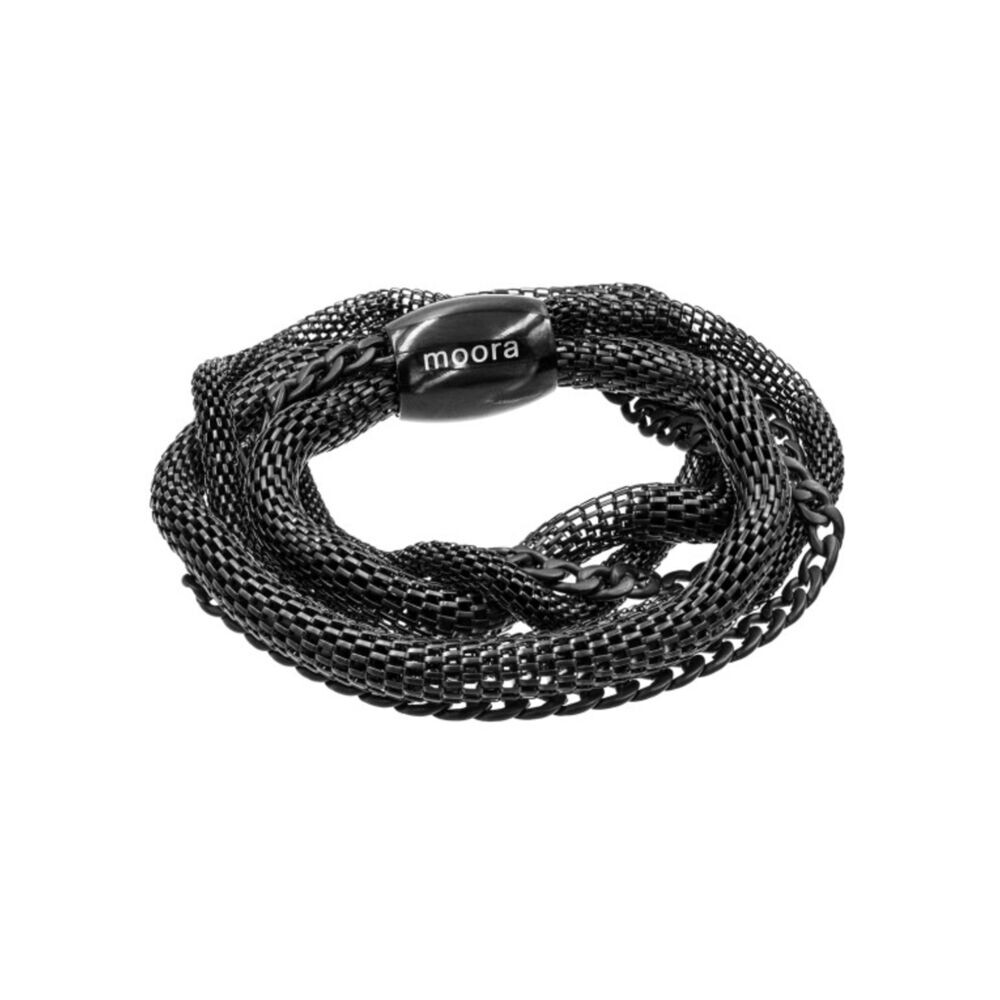 Dlhý trojitý retiazkový náramok z chirurgickej ocele čierny 18951