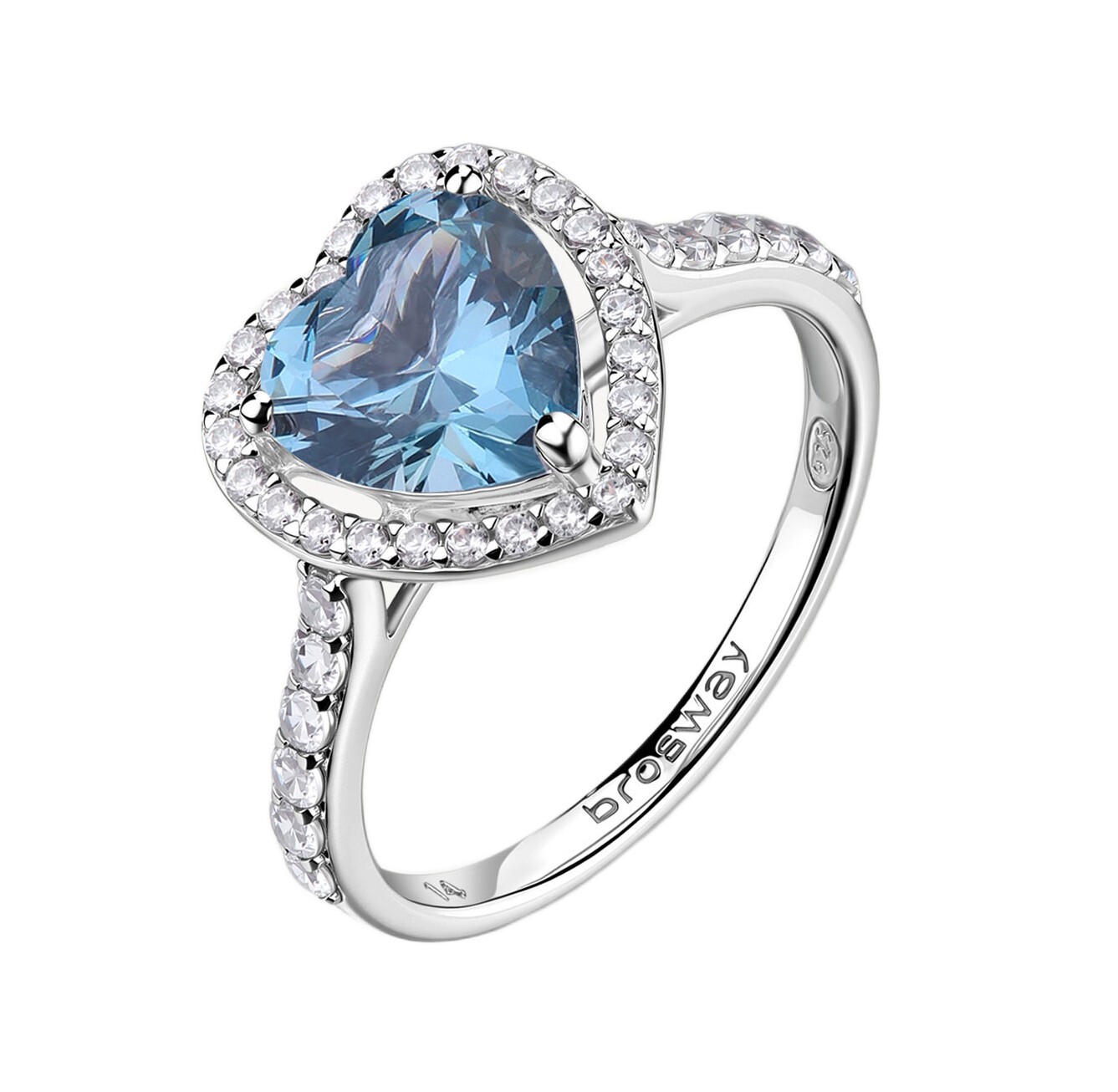 Brosway Strieborný srdiečkový prsteň s kubickými zirkónmi Fancy Cloud Light Blue FCL128 52 mm