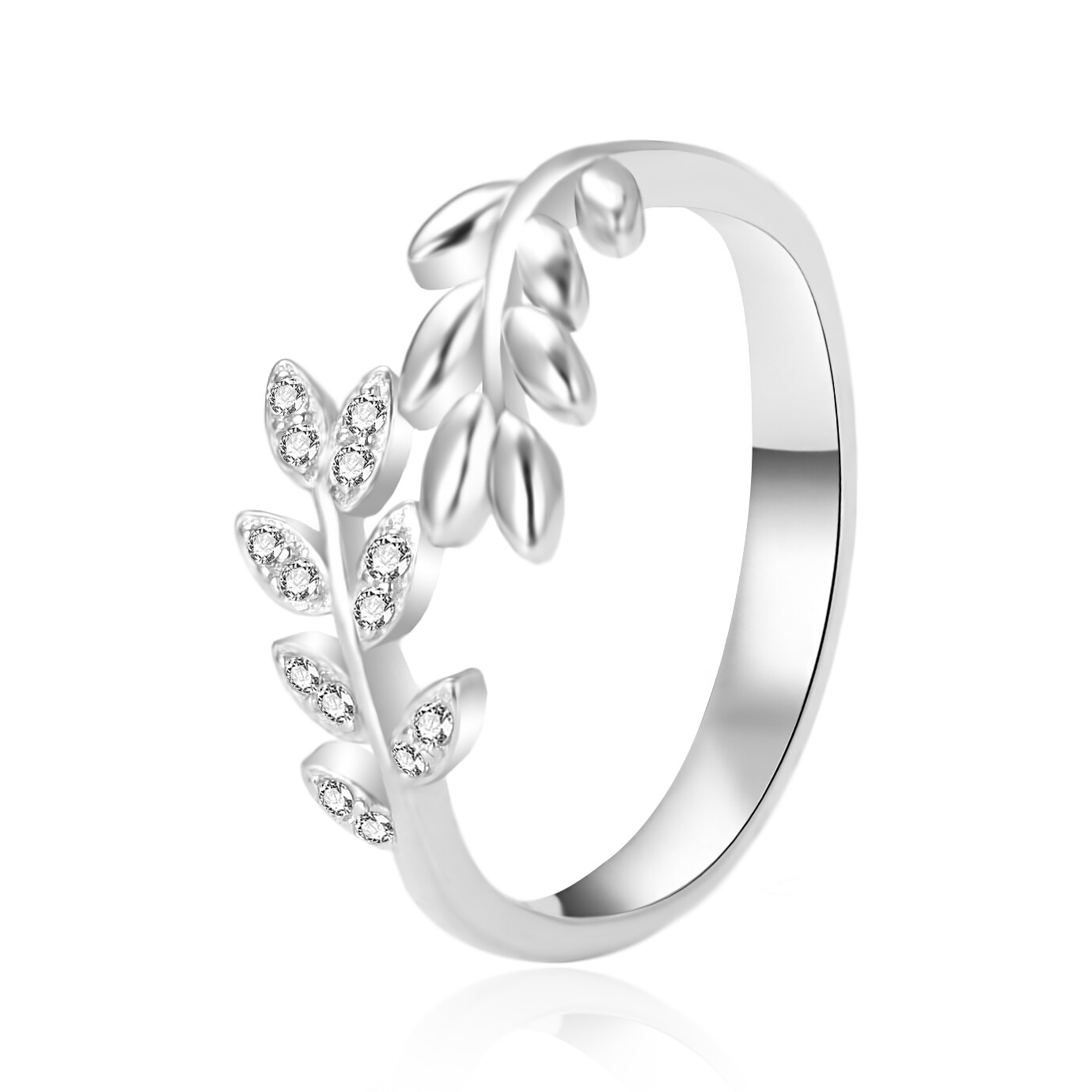 Agato Strieborný prsteň s lístočkami AGT-R29W 56 mm
