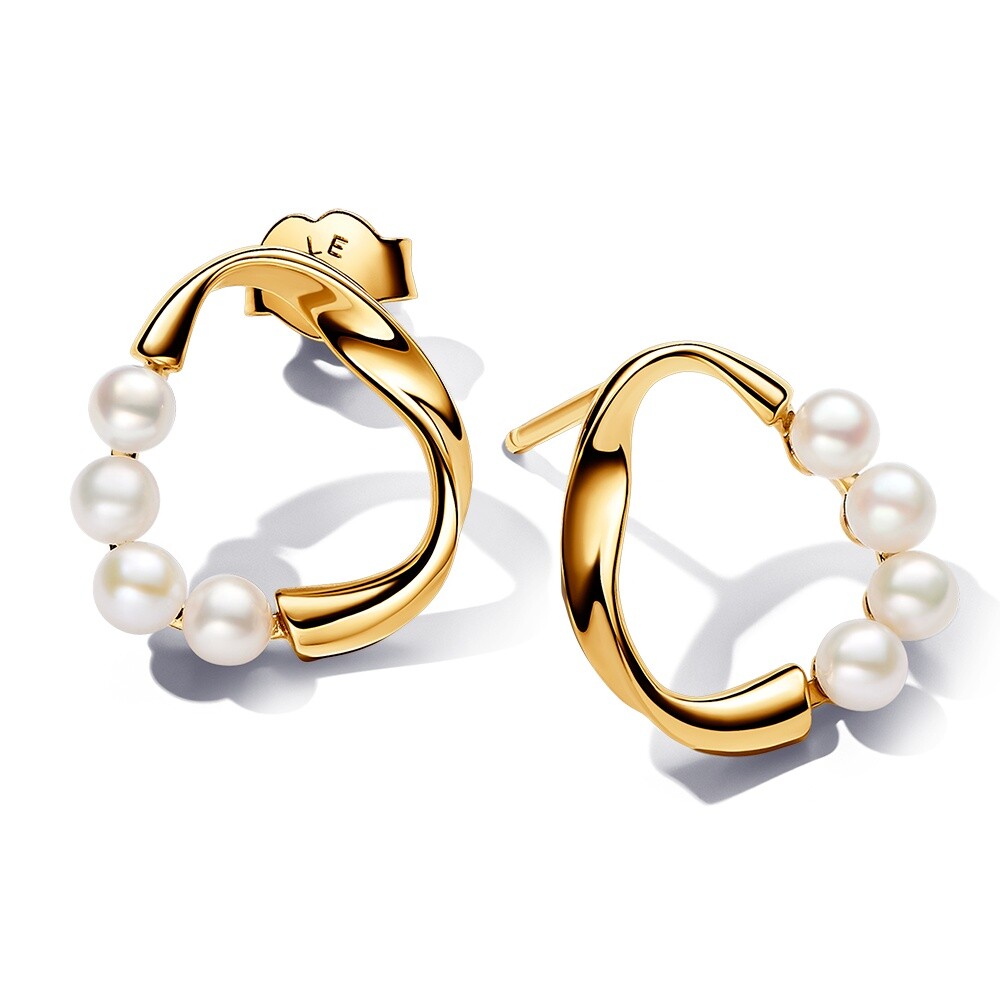 Pandora Úchvatné pozlátené náušnice s perlami Essence Shine 263276C01