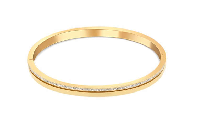 JVD Pôvabný pozlátený náramok so zirkónmi SSSB0057XI8GO 5,8 cm