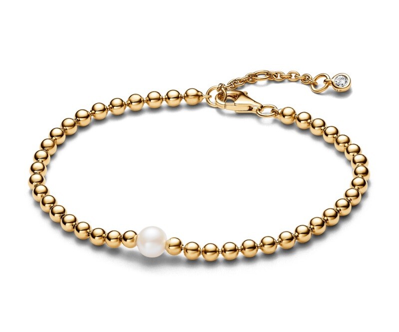 Pandora Pozlátený korálkový náramok Perla Timeless Shine 563173C01 20 cm