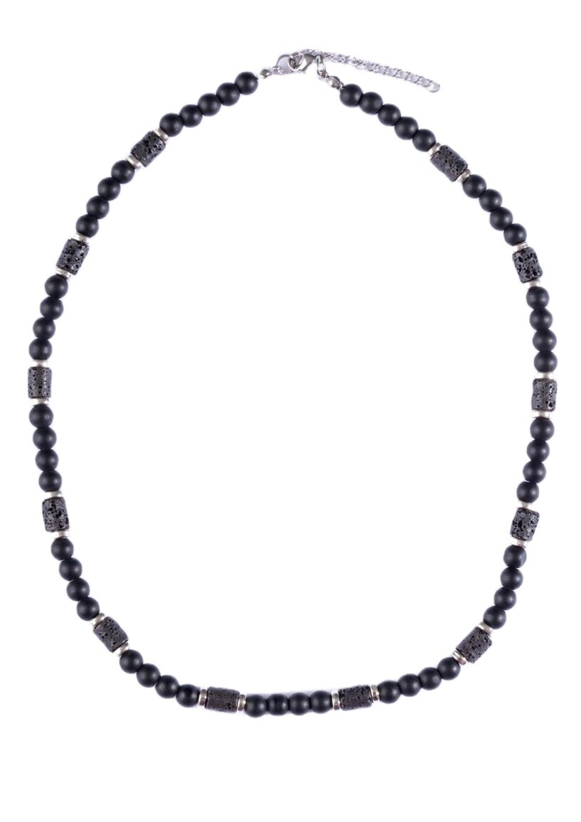 Marc Malone Pánsky korálkový náhrdelník s lávovým kameňom MCGN5077