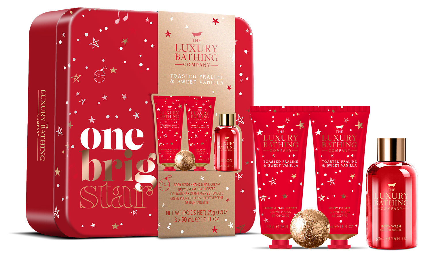 The Luxury Bathing Company Darčeková sada v plechovej dóze Pralinka & Vanilka 4 ks