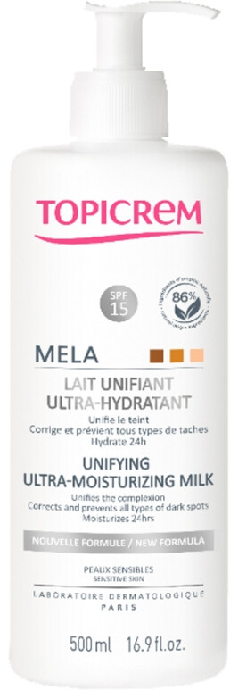 Topicrem Rozjasňujúce telové mlieko pre citlivú pokožku MELA (Unifying Ultra-Moisturising Milk) 500 ml