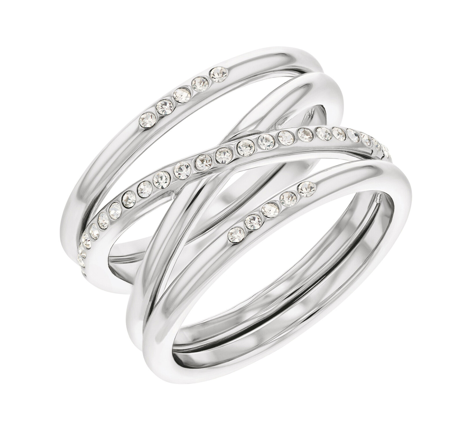 Calvin Klein Moderný oceľový prsteň s kryštálmi Minimal Linear 35000203 56 mm