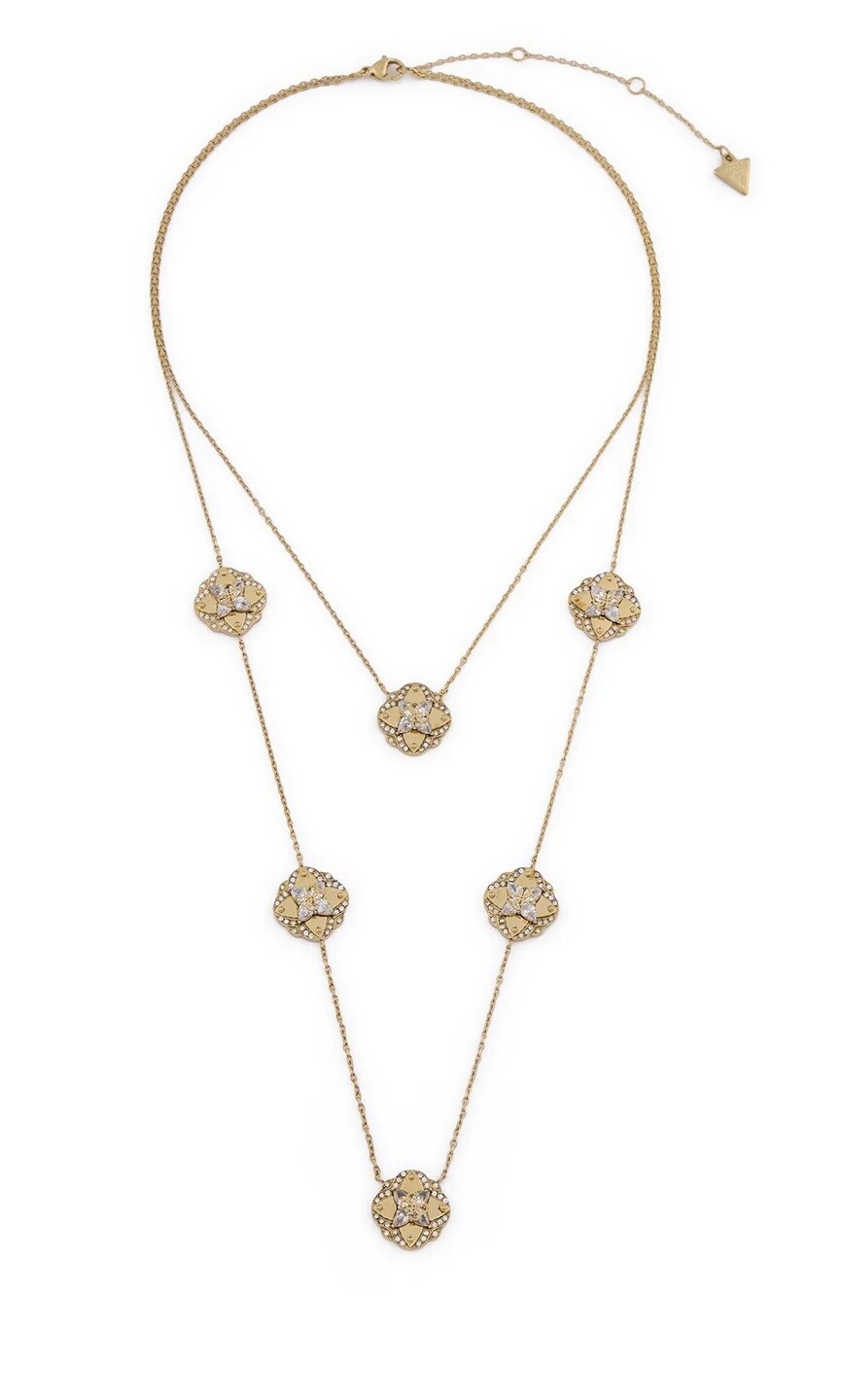 Guess Luxusný pozlátený dvojitý náhrdelník Wild Flower JUBN05500JWYGT/U
