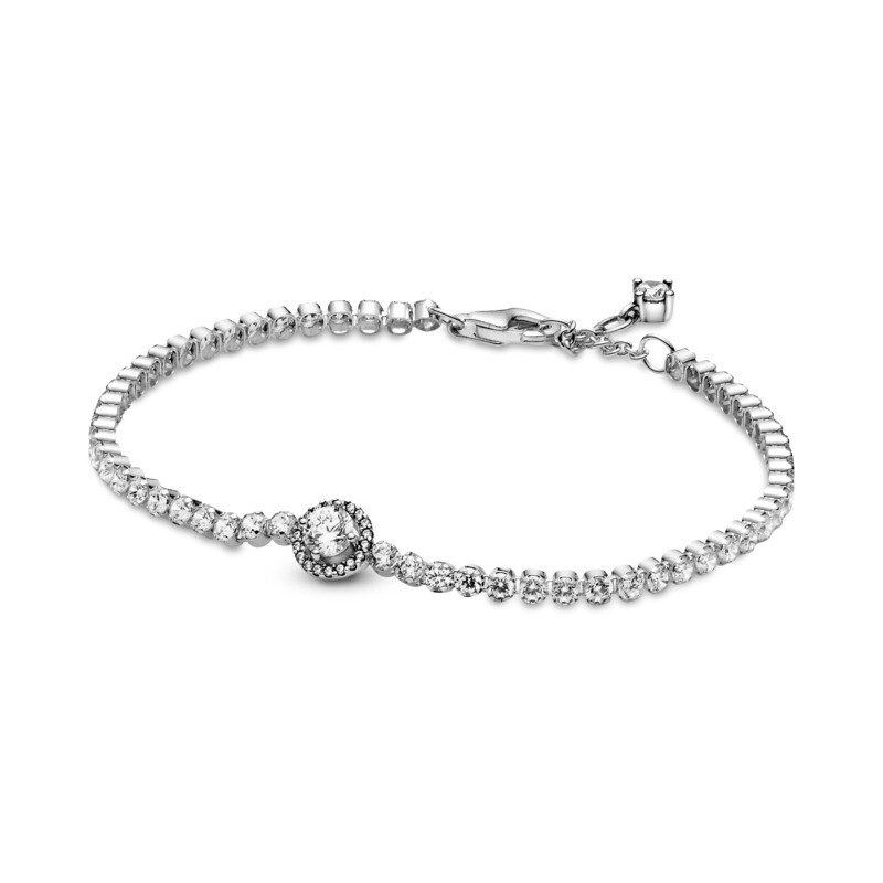 Pandora Tenisový strieborný náramok Trblietavá aureola Timeless 599416C01 18 cm