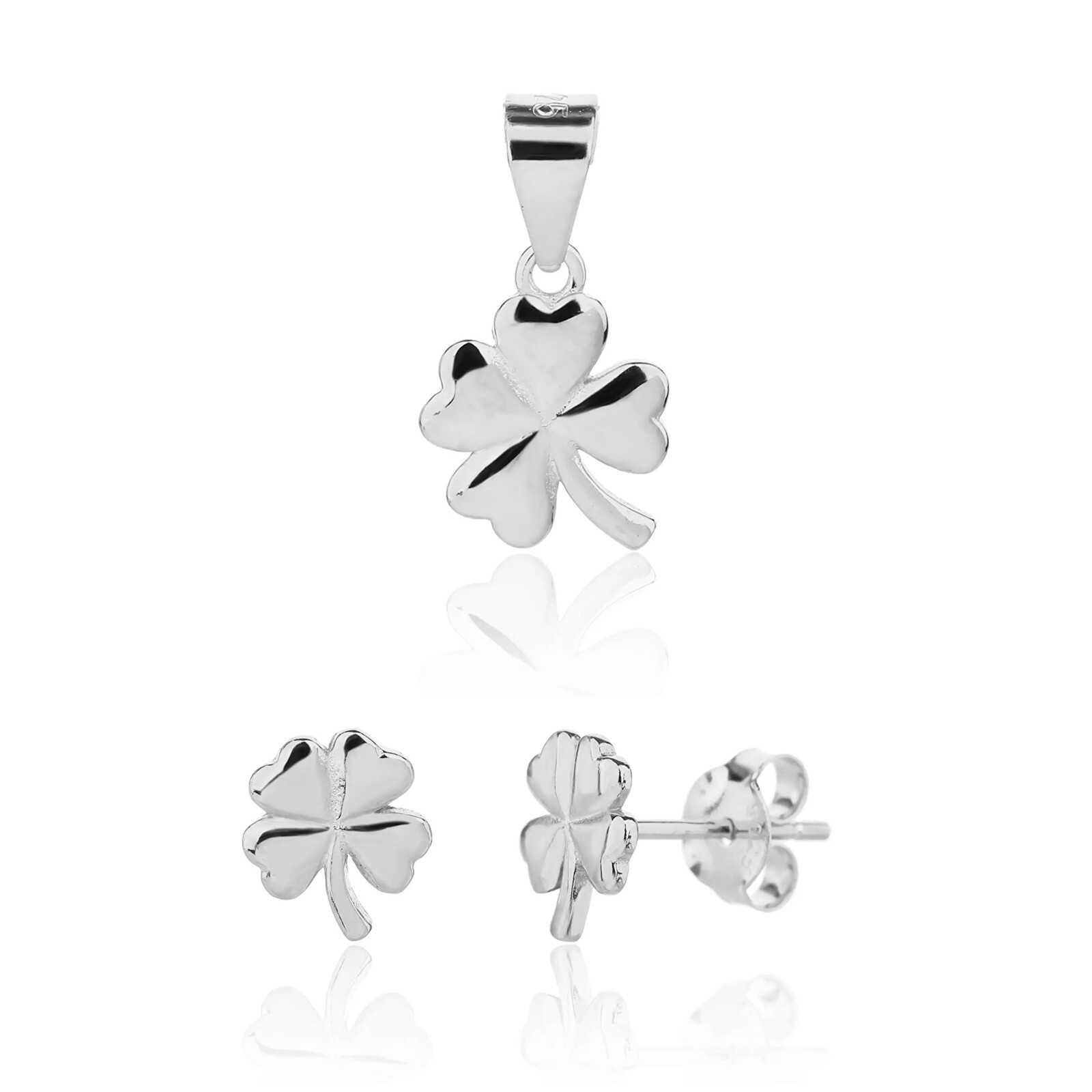 JVD Strieborná luxusná sada šperkov Štvorlístok SVLS0124SJ60000 (prívesok, náušnice)