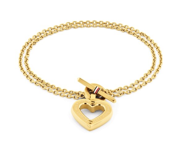 Tommy Hilfiger Pozlátený náramok so srdiečkom Toggle Heart 2780970