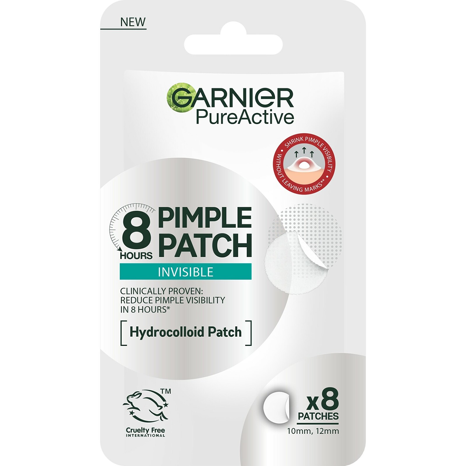 Garnier Hydrokoloidné neviditeľné náplasti s BHA na nedokonalosti pleti Pure Active (Pimple Patch) 8 ks