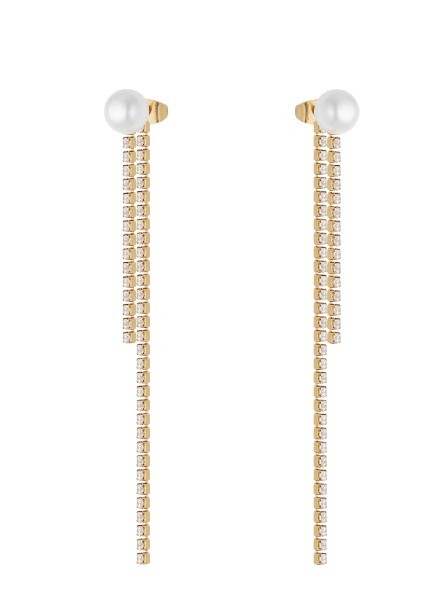 Liu Jo Trblietavé pozlátené visiace náušnice s perličkami LJ3023