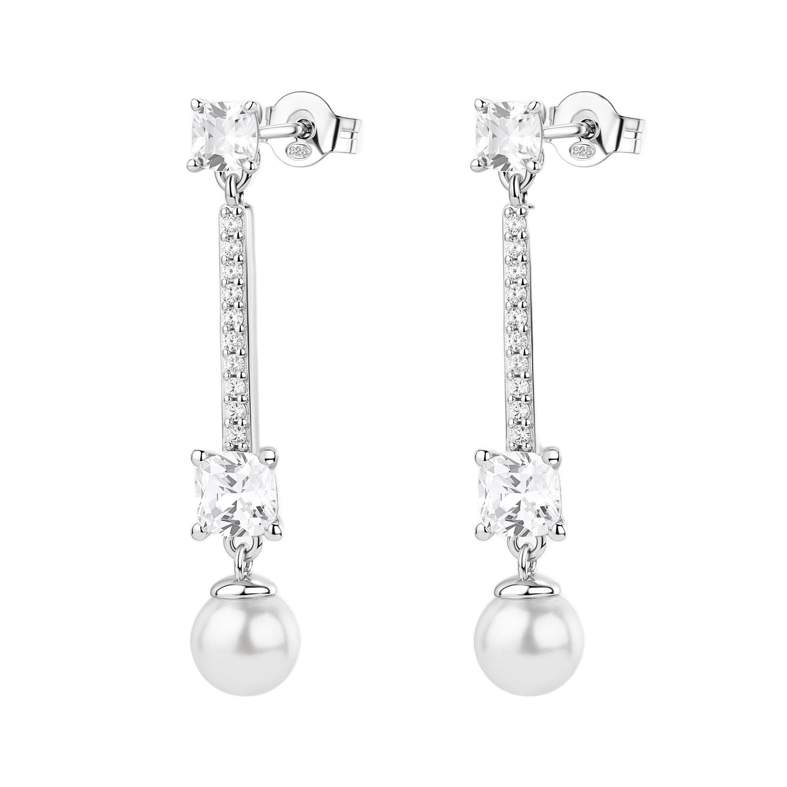 Brosway Visiace strieborné náušnice so syntetickou perlou Fancy Infinite White FIW175