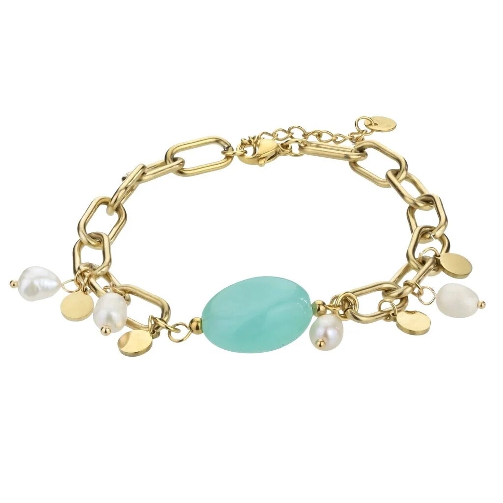 Marc Malone Pozlátený dvojitý náramok Elizabeth Blue Bracelet MCB23007G