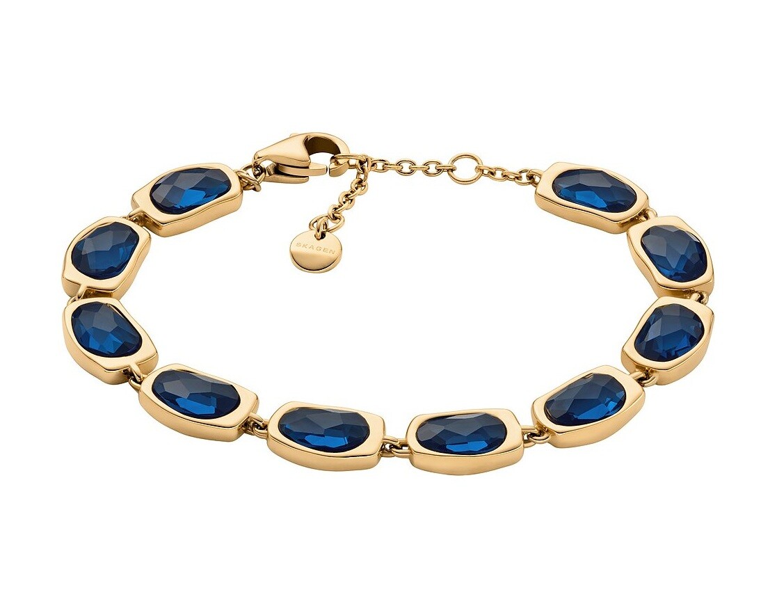 Skagen Jedinečný pozlátený náramok s modrým sklom Sofie Sea Glass SKJ1888710