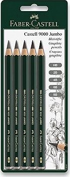 FABER-CASTELL Castell 9000 Jumbo, šesťhranná – súprava 5 tvrdostí