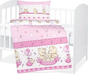BELLATEX Obliečky detské Agáta 90/083 medvedia rodinka, ružové, 90 × 135, 45 × 60