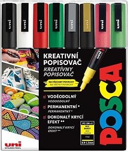 UNI Posca 3M 8 ks vianočné tóny