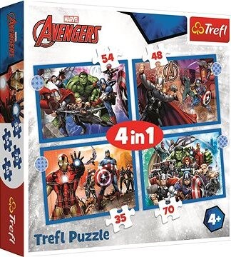 Trefl Puzzle Statoční Avengers 4 v 1 (35, 48, 54, 70 dielikov)