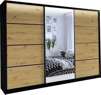 Nejlevnější nábytek Harazia 250 so zrkadlom – čierny mat/dub artisan