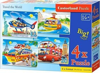CASTORLAND Puzzle Cesta okolo sveta 4 v 1 (8, 12, 15, 20 dielikov)