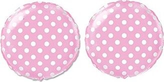 FLEXMETAL Balón fóliový – okrúhly, ružový s bielymi bodkami, 45 cm, 2 ks
