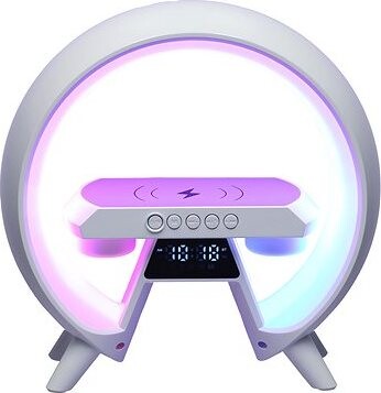 KIK KX3384 Multifunkčný Bluetooth reproduktor RGB s bezdrôtovou nabíjačkou, biely