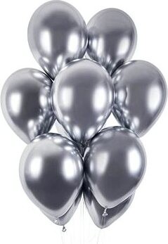 SMART BALLOONS Balóniky chromované 50 ks strieborné lesklé – priemer 33 cm