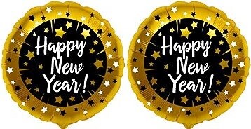 FLEXMETAL Balónik fóliový – happy new year/silvester, 45 cm, 2 ks