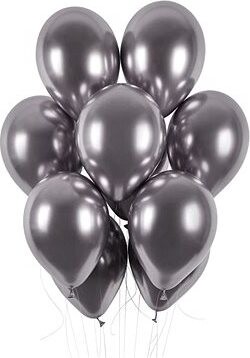 SMART BALLOONS Balóniky chrómované 50 ks vesmírno sivé lesklé – priemer 33 cm