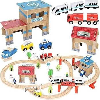 TopKing Dřevěná vláčkodráha XXL set, 88 ks