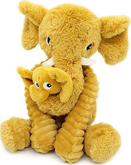 Les Déglingos Plyšový Slon, mama s bábätkom, horčicový