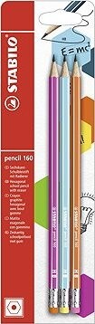 STABILO pencil 160 s pryží HB růžová, modrá, oranžová - balení 3 ks