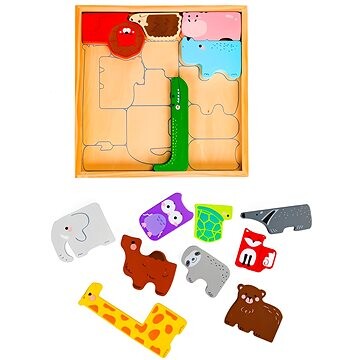 Derrson skladacie náučné puzzle s maľovanými zvieratkami