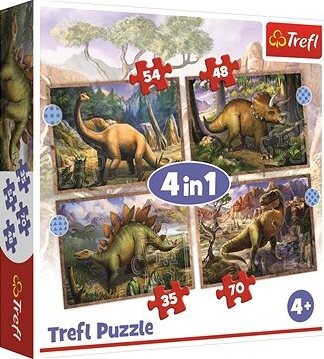 Trefl Puzzle Zaujímavé dinosaury 4 v 1 (35, 48, 54, 70 dielikov)