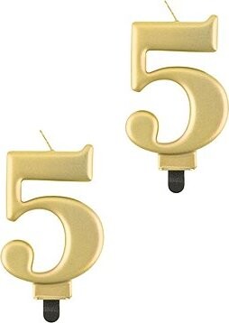 Godan Narodeninová sviečka na tortu – 5 – metalická zlatá – 8 cm – 2 ks