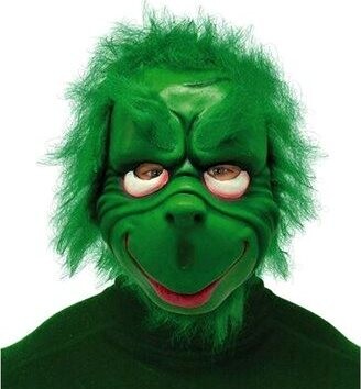 Guirca Zelená maska Grinch s vlasmi – Vianoce